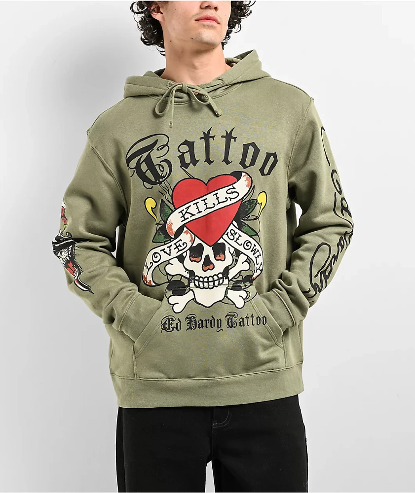 Ed Hardy LKS Skull Green Hoodie