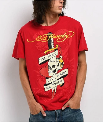 Ed Hardy Live Fast Red T-Shirt
