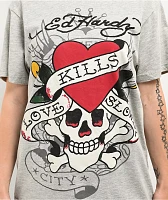 Ed Hardy Love Kills Slowly Grey T-Shirt