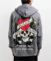 Ed Hardy Love Kills Slowly Skull Grey Zip Hoodie