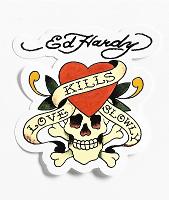 Ed Hardy Love Kills Slowly Skull Sticker