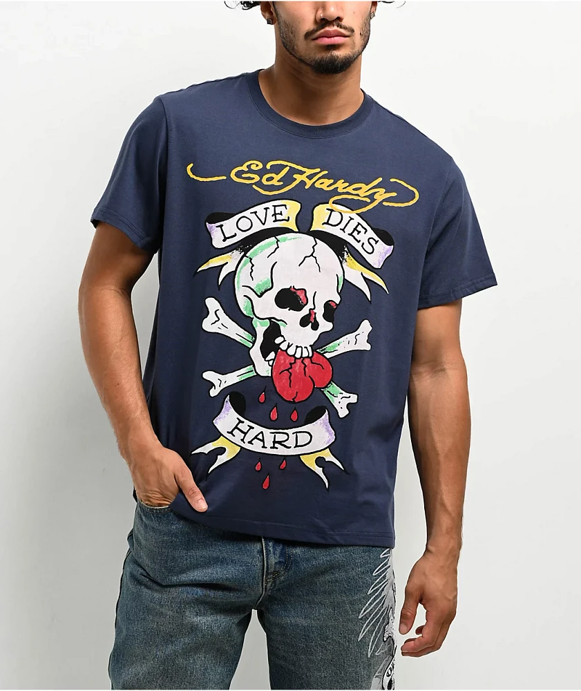 Ed Hardy Love Skull Eggplant T-Shirt