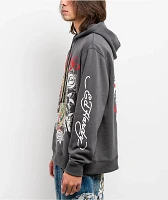Ed Hardy Mary Rhinestone Charcoal Hoodie