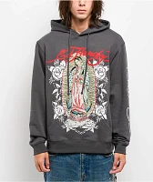 Ed Hardy Mary Rhinestone Charcoal Hoodie