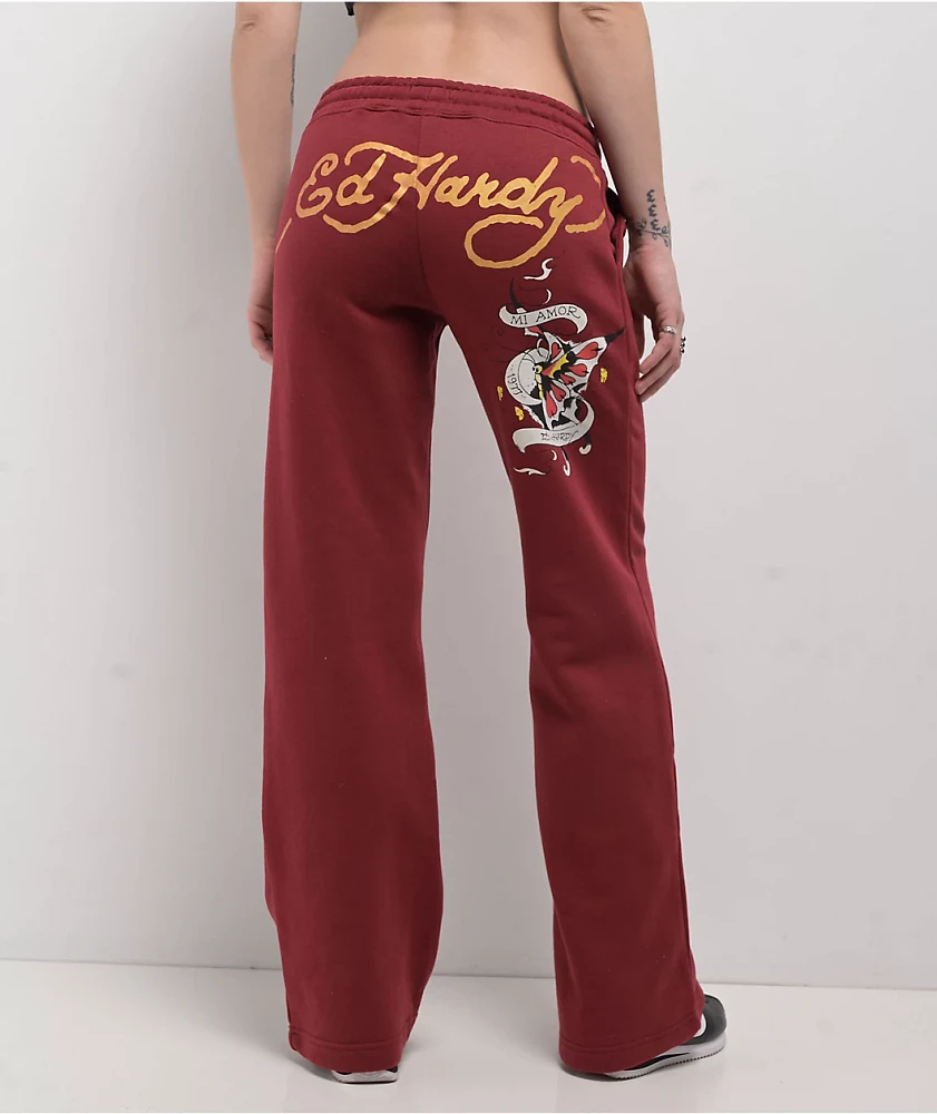 Ed Hardy Mi Amore Wine Sweatpants