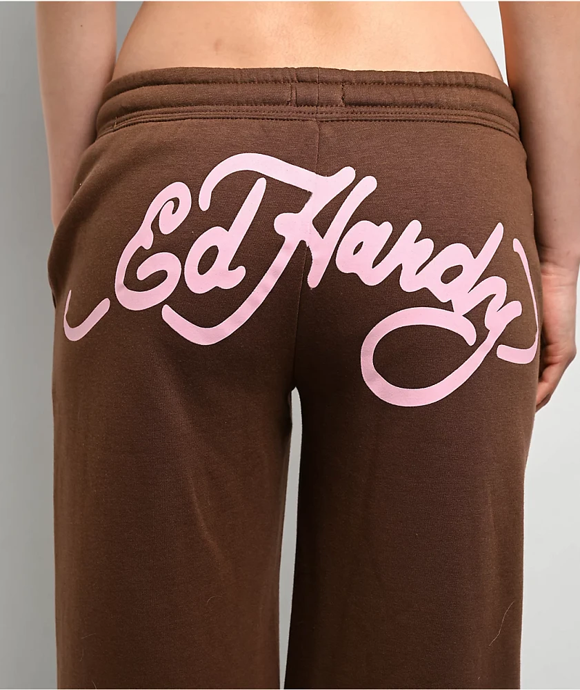 Ed Hardy Mountain Tiger Brown Sweatpants