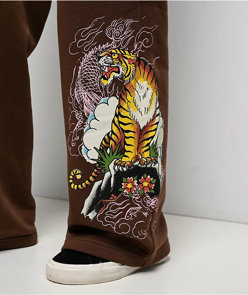 Ed Hardy Mountain Tiger Brown Sweatpants