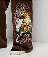 Ed Hardy Mountain Tiger Brown Sweatpants