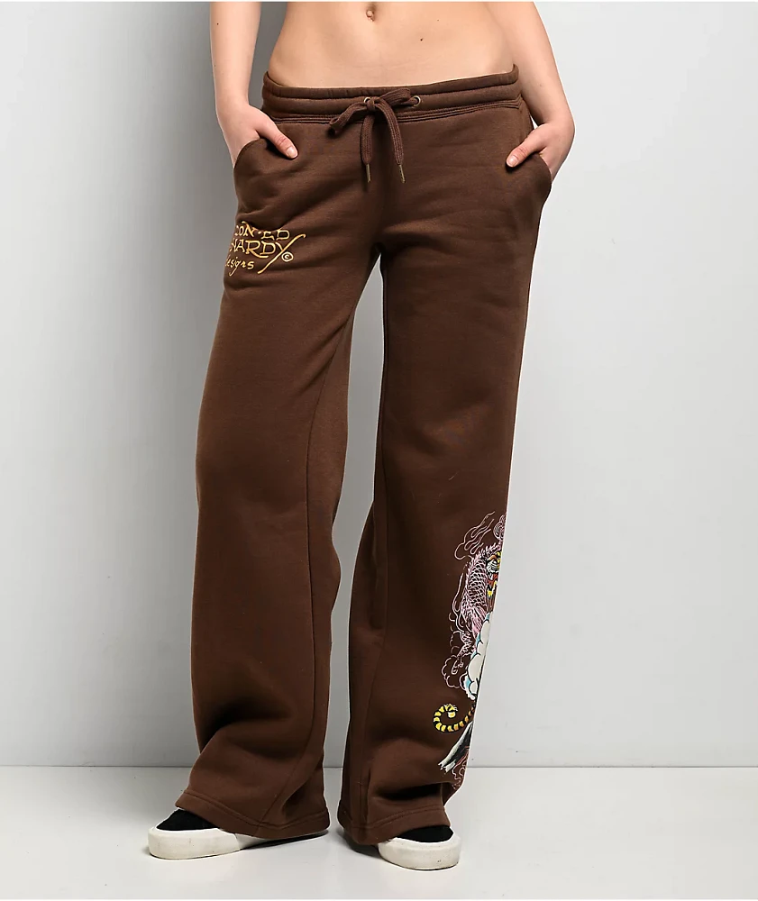 Ed Hardy Mountain Tiger Brown Sweatpants