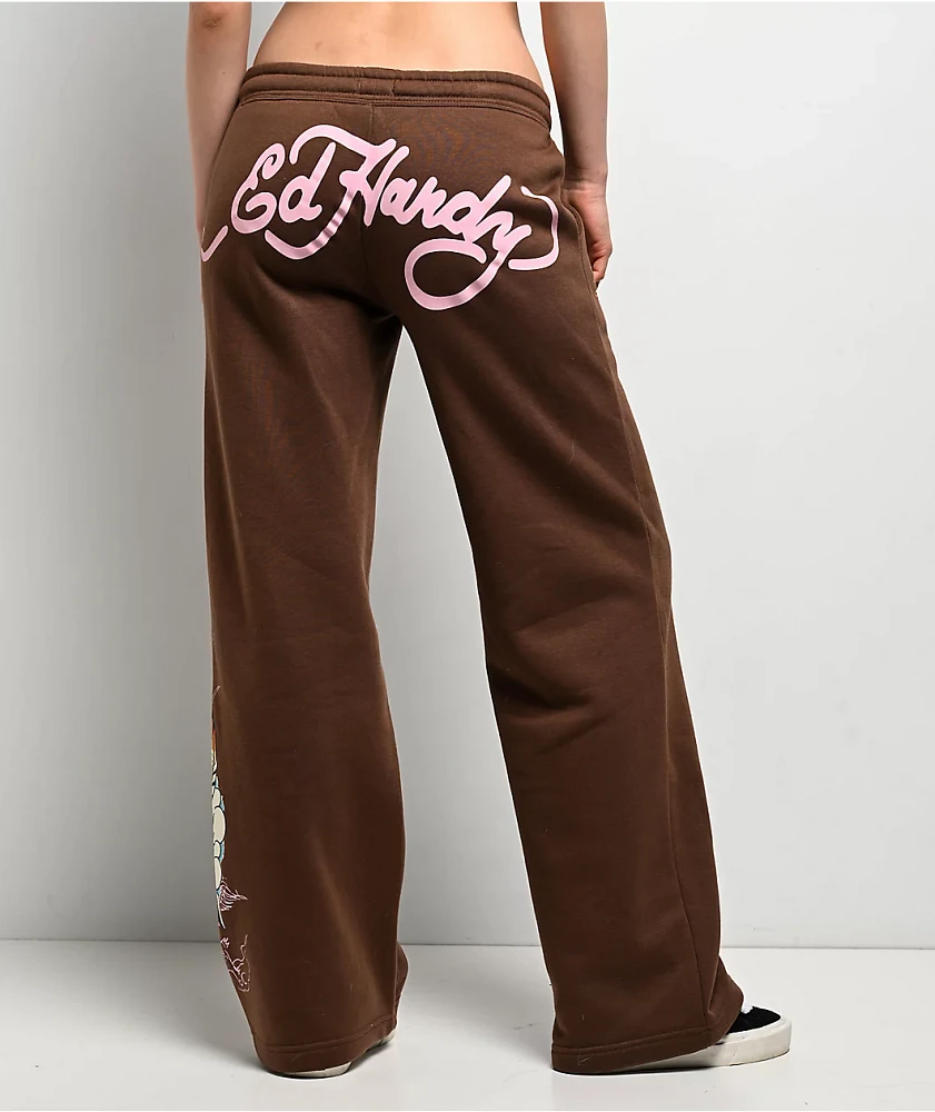 Ed Hardy Mountain Tiger Brown Sweatpants