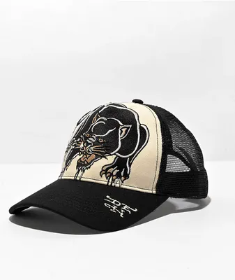 Ed Hardy Panther Black & White Trucker Hat