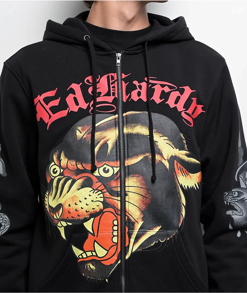 Ed Hardy Panther Black Zip Hoodie