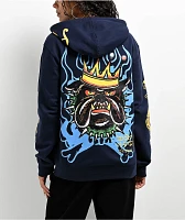 Ed Hardy Panther Bulldog Navy Zip Hoodie