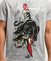 Ed Hardy Panther Dagger Heather Grey T-Shirt