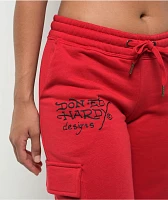 Ed Hardy Panther Dagger Red Cargo Sweatpants