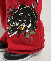 Ed Hardy Panther Dagger Red Cargo Sweatpants