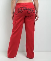 Ed Hardy Panther Dagger Red Cargo Sweatpants