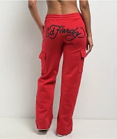 Ed Hardy Panther Dagger Red Cargo Sweatpants