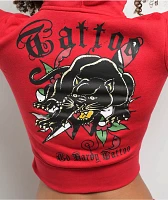 Ed Hardy Panther Dagger Red Crop Zip Hoodie