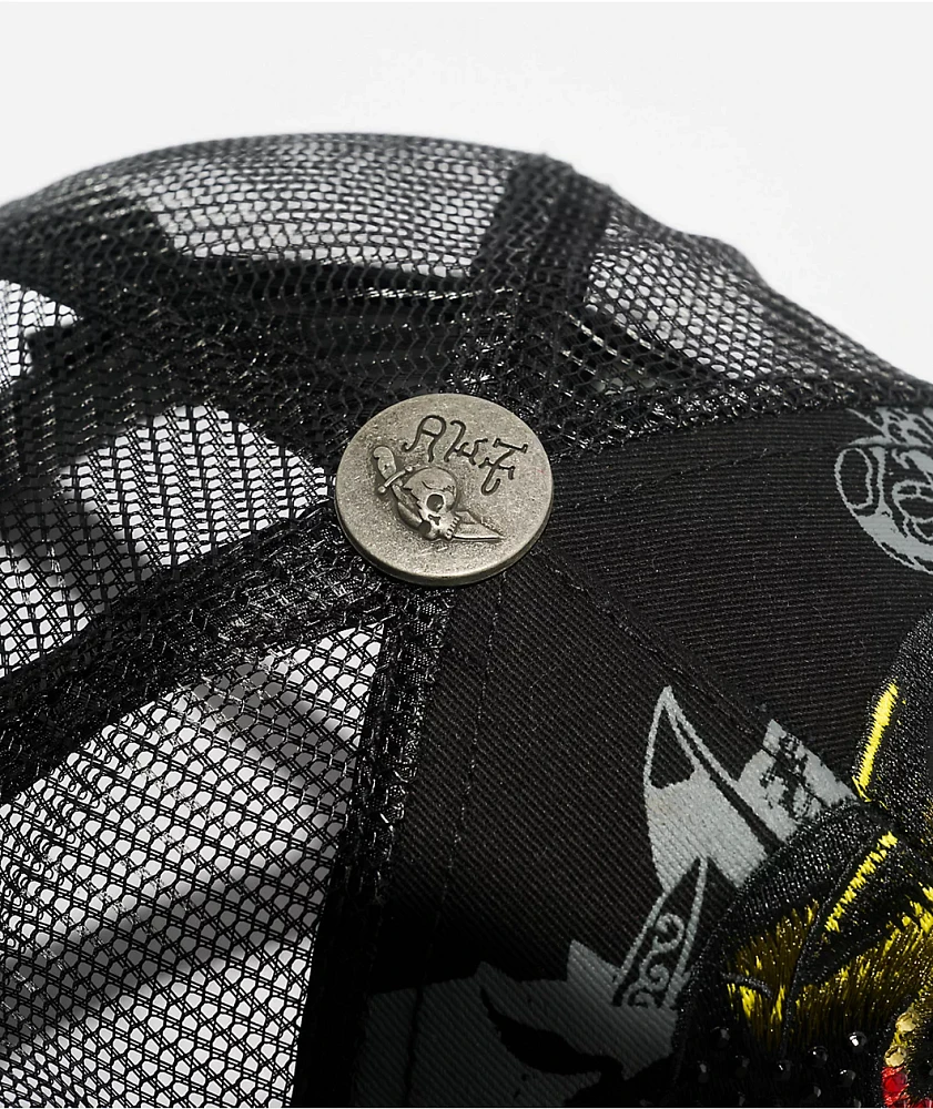Ed Hardy Panther Head Black Trucker Hat