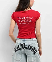 Ed Hardy Panther Rhinestone Cherry Crop T-Shirt