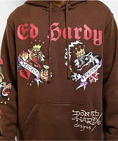 Ed Hardy Panther Tiger Brown Hoodie