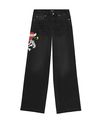 Ed Hardy Panther Wings Black Loose Fit Jeans