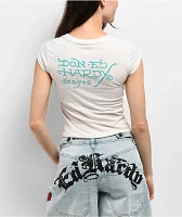 Ed Hardy Phoenix Ivory Cap Sleeve Crop T-Shirt