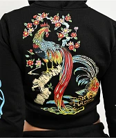 Ed Hardy Phoenix Y2K Black Crop Zip Hoodie