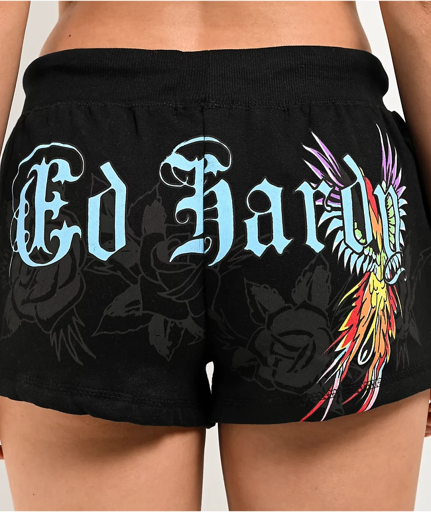 Ed Hardy Phoenix Y2K Black Sweat Shorts