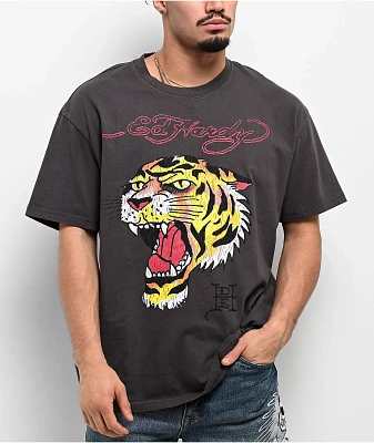 Ed Hardy Profile Tiger Charcoal T-Shirt