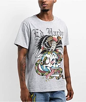 Ed Hardy Rhinestone Battle Heather Grey T-Shirt