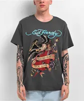 Ed Hardy Rhinestone Eagle Grey T-Shirt
