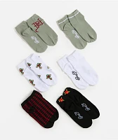 Ed Hardy Rose Cross 6 Pack Ankle Socks