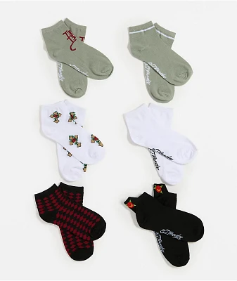 Ed Hardy Rose Cross 6 Pack Ankle Socks