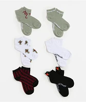 Ed Hardy Rose Cross 6 Pack Ankle Socks