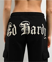 Ed Hardy Rose Skull Black Cargo Sweatpants