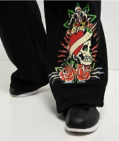 Ed Hardy Rose Skull Black Cargo Sweatpants