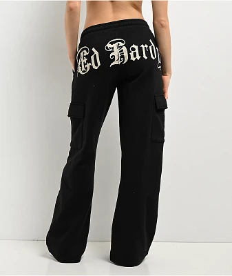 Ed Hardy Rose Skull Black Cargo Sweatpants