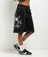 Ed Hardy Sacred Heart Black Wash Shorts