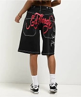 Ed Hardy Sacred Heart Black Wash Shorts