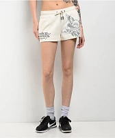 Ed Hardy Sacred Heart Ivory Sweat Shorts