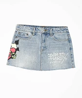Ed Hardy Sacred Heart Light Wash Cutoff Mini Skirt