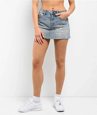 Ed Hardy Sacred Heart Light Wash Cutoff Mini Skirt