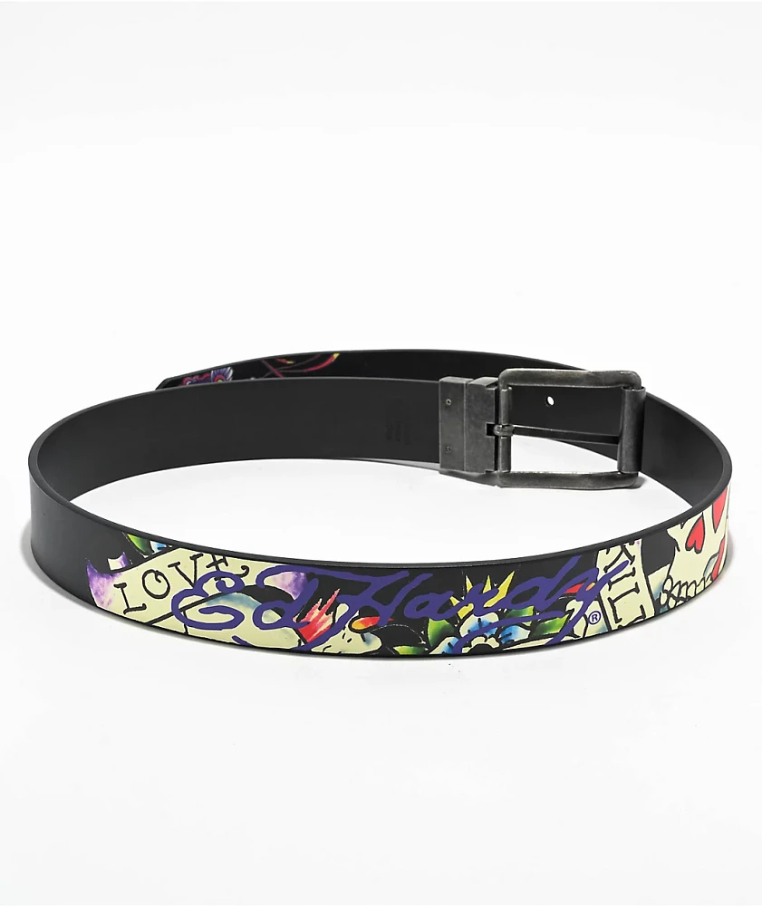 Ed Hardy Skull & Butterfly Black Belt