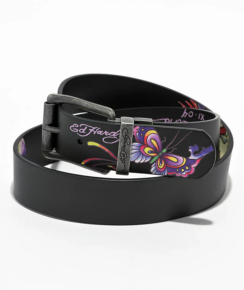 Ed Hardy Skull & Butterfly Black Belt