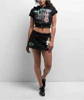 Ed Hardy Skull Black Short Sleeve Crop Zip Hoodie