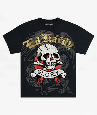 Ed Hardy Skull Dagger Rhinestone Black T-Shirt