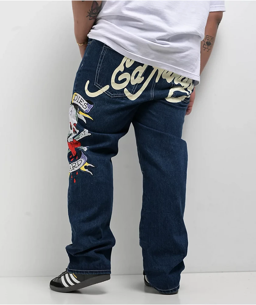 Ed Hardy Skull Heart Indigo Loose Fit Jeans