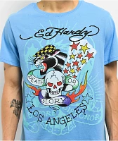 Ed Hardy Skull Panther Powder Blue T-Shirt